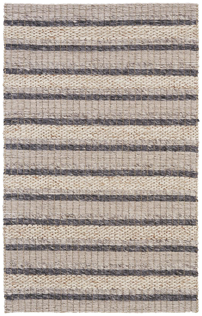 Berkeley Transitional Stripes Ivory Tan Gray Area Rug (5' x 8')