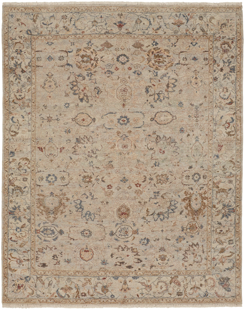 Marabel Traditional Floral Botanical Silver Gray Ivory Area Rug (2' x 3')