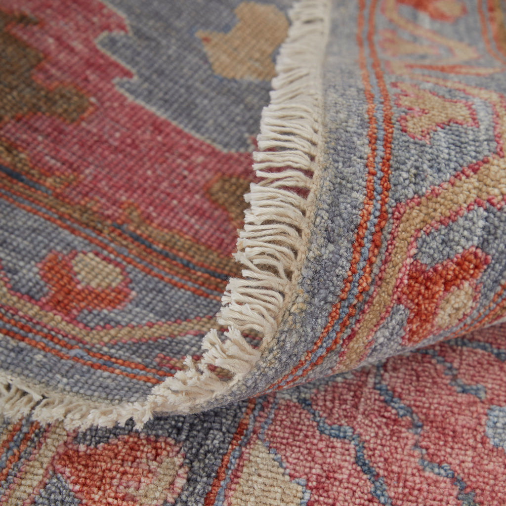 Rapsody Transitional Bordered Red Blue Tan Area Rug (7'9" x 9'9")