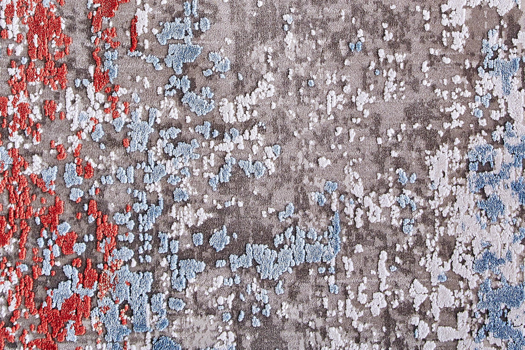 Cadiz Modern Abstract Gray Red Blue Area Rug (9'9" x 13'2" / Pattern 2)