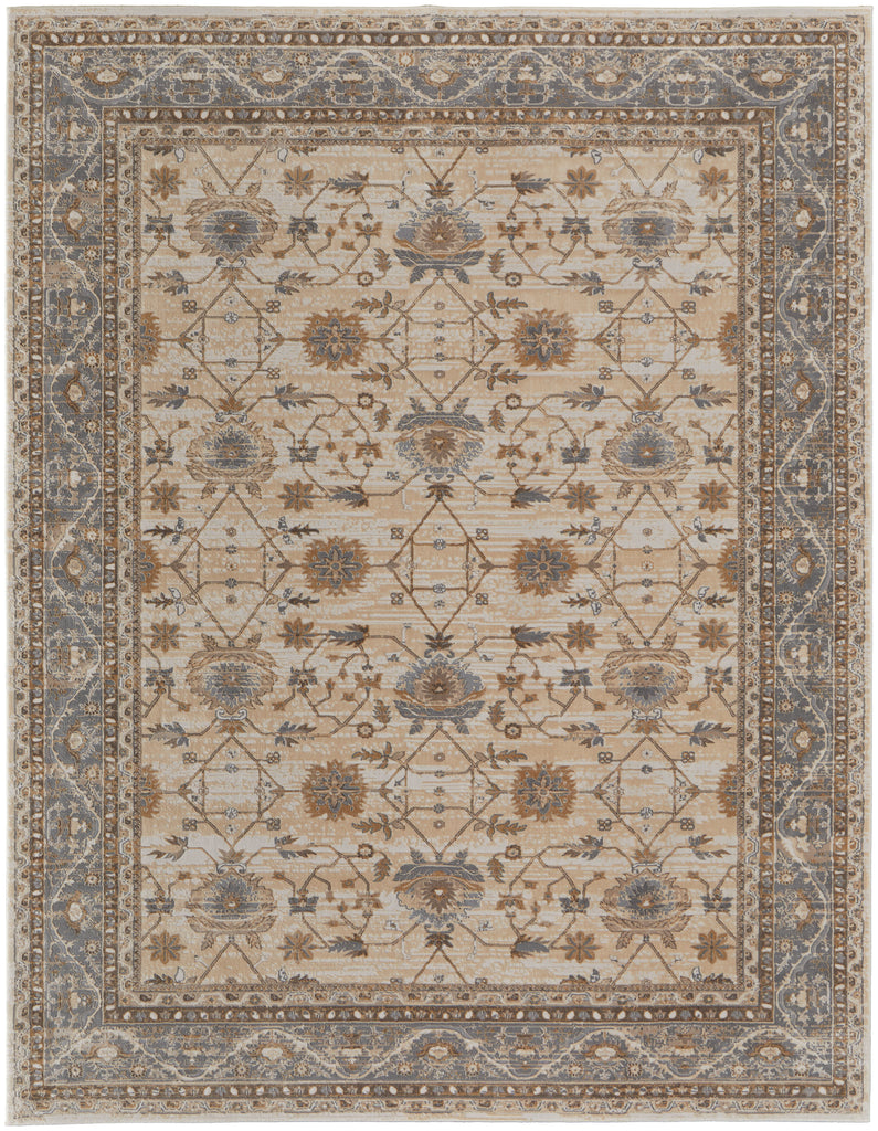 Celene Traditional Bordered Tan Ivory Gray Area Rug (7'9" x 10')