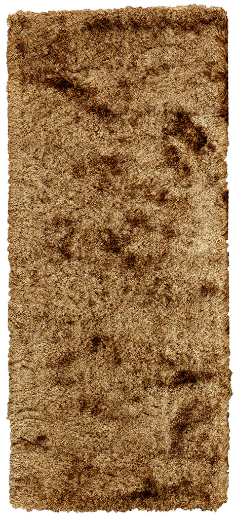 Indochine Modern Solid Brown Gold Area Rug (2'6" x 6')