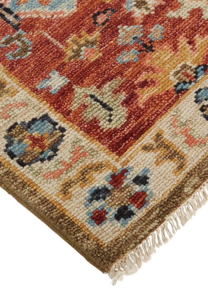 Carrington Traditional Oriental Ivory Red Blue Area Rug (3'6" x 5'6")