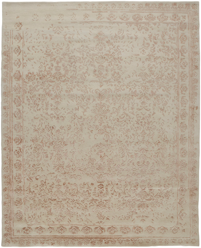 Bella Transitional Oriental Ivory Tan Pink Area Rug (5' x 8')