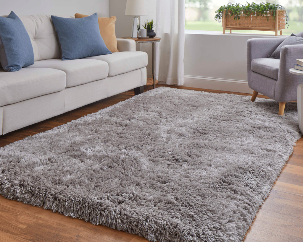 Beckley Transitional Solid Gray Silver Taupe Area Rug (9'6" x 13'6")