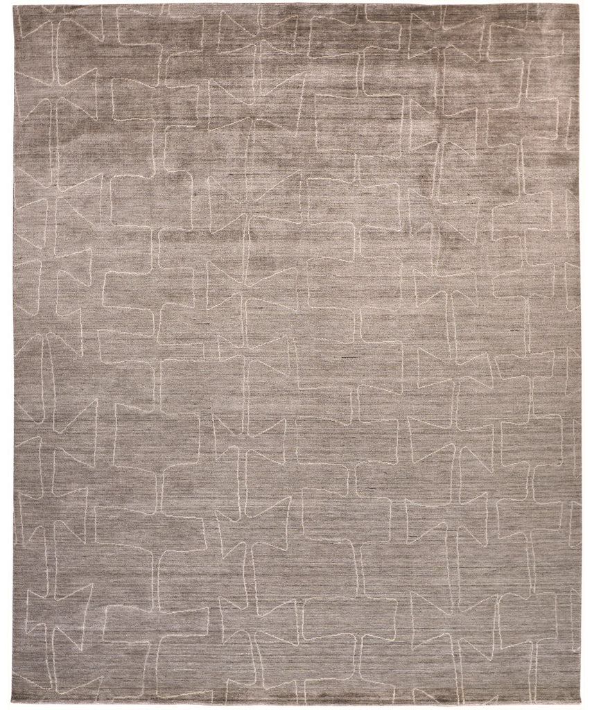 Lennox Modern Abstract Gray Taupe Ivory Area Rug (8' x 10')