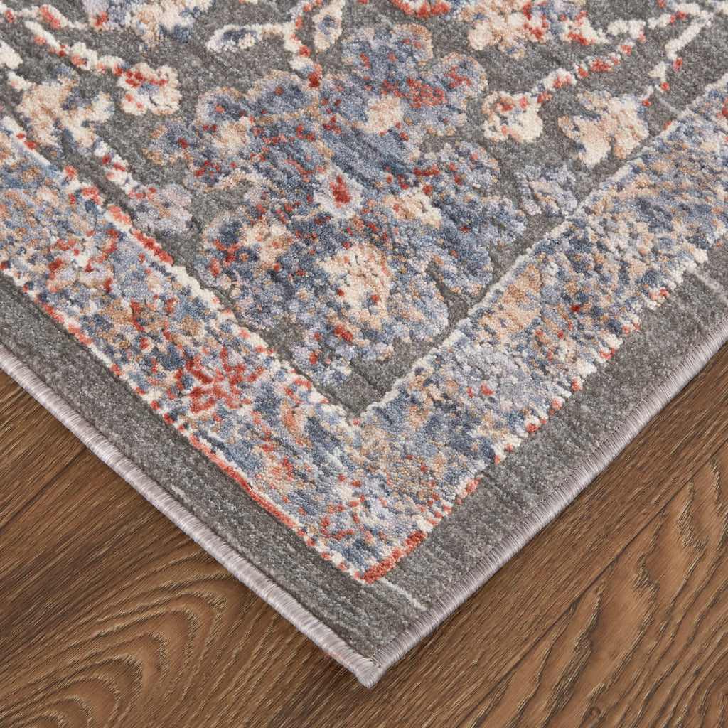 Thackery Transitional Oriental Taupe Blue Orange Area Rug (7'10" x 9'10")