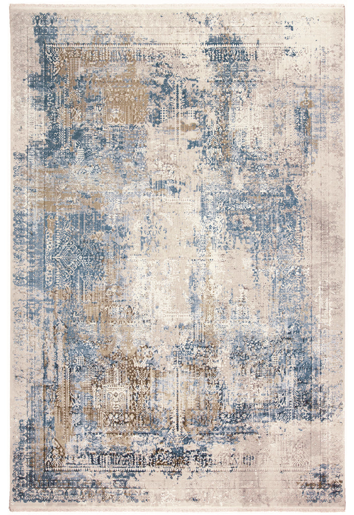 Cadiz Modern Abstract Blue Gray Gold Area Rug (4'10" x 7'10")