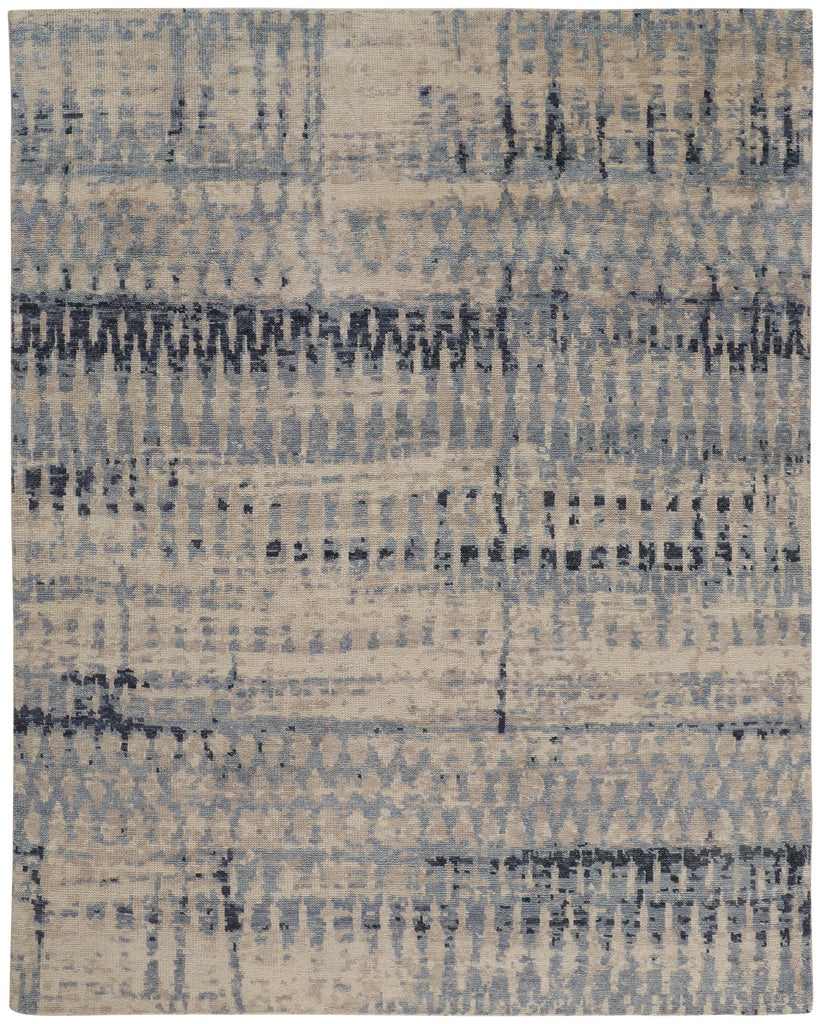 Palomar Transitional Abstract Blue Tan Area Rug (11'6" x 15')