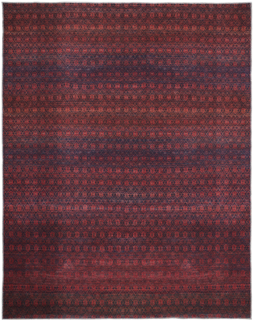 Voss Transitional Diamond Red Gray Area Rug (5'3" x 7'6")