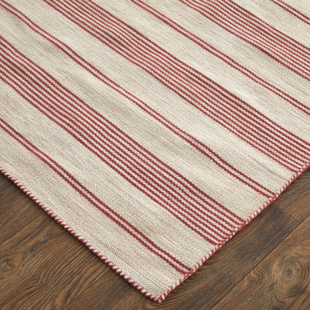 Duprine Transitional Stripes Red Ivory Area Rug (5' x 8')