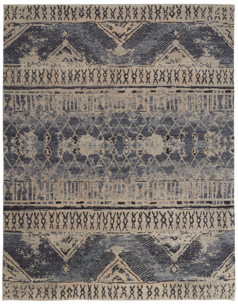 Palomar Transitional Trellis Lattice Blue Gray Ivory Area Rug (2' x 3')