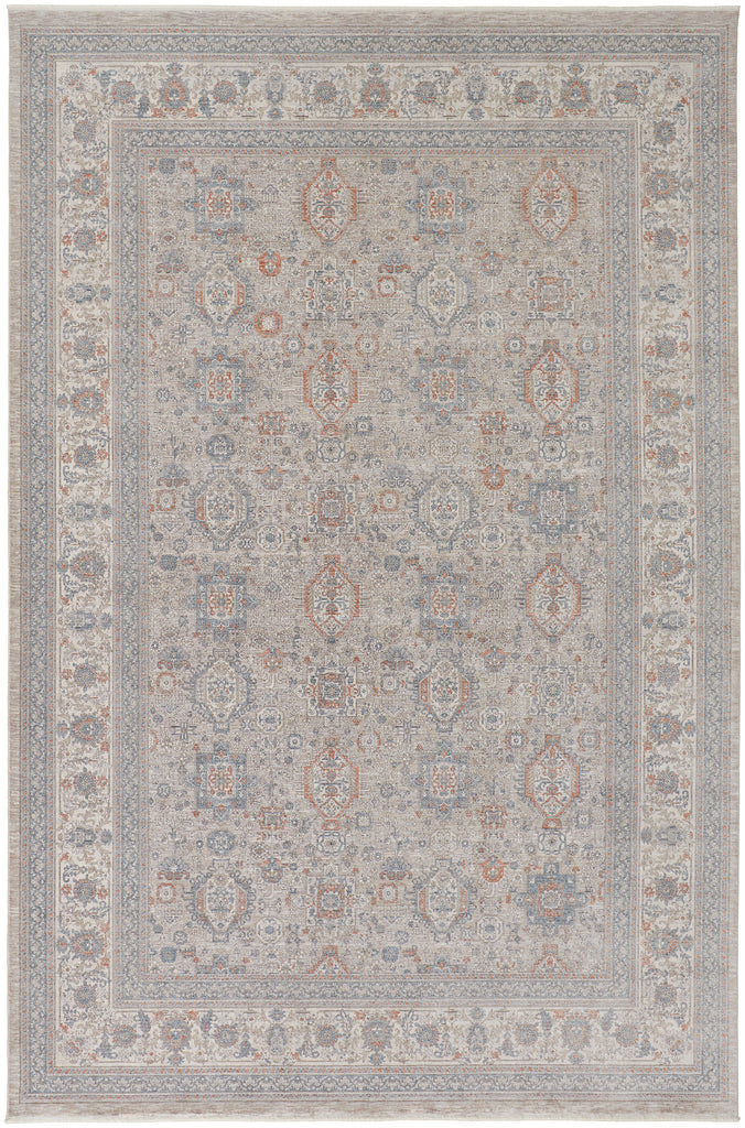 Marquette Transitional Oriental Taupe Silver Blue Area Rug (2' x 3')