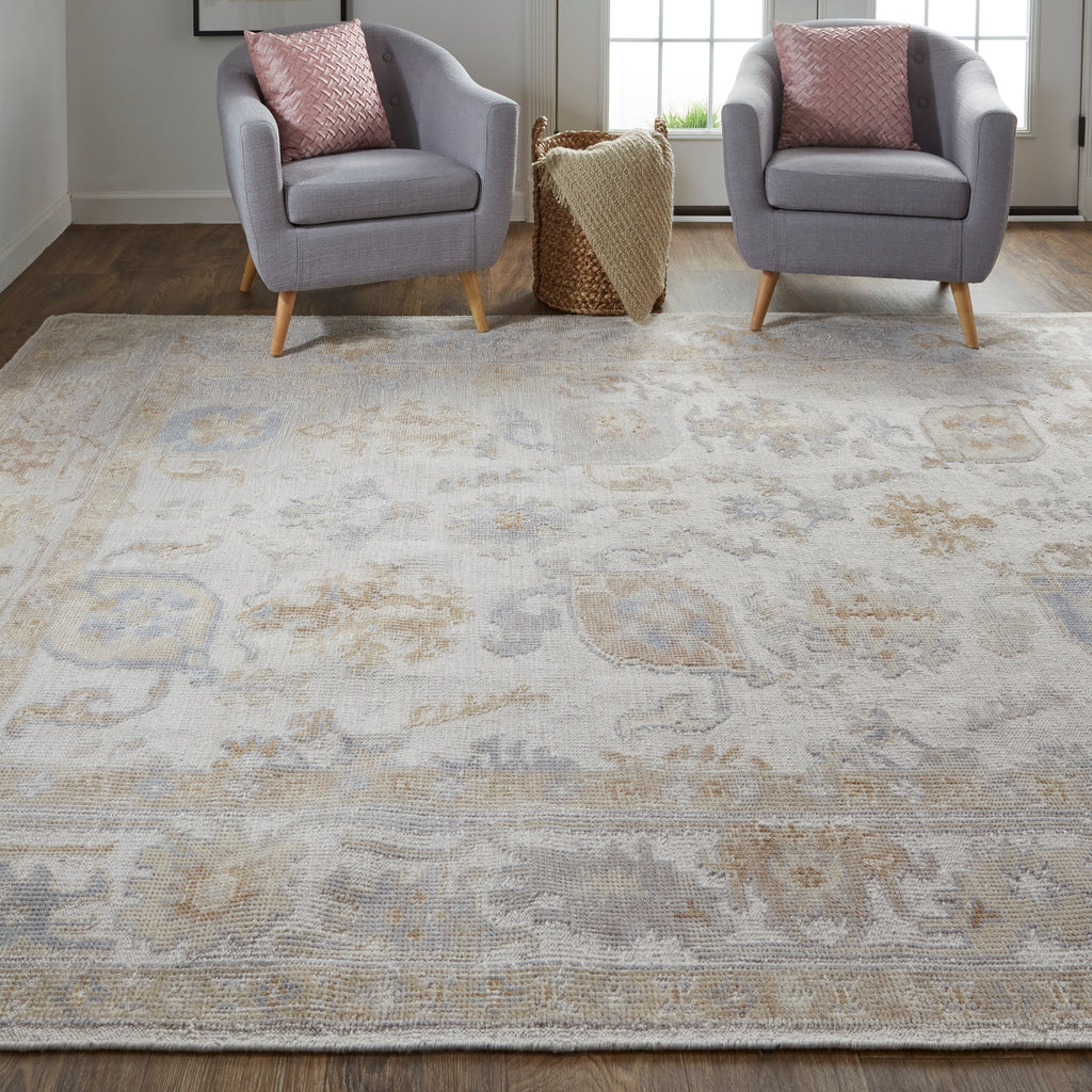 Wendover Transitional Oriental Ivory Tan Area Rug (9' x 12')