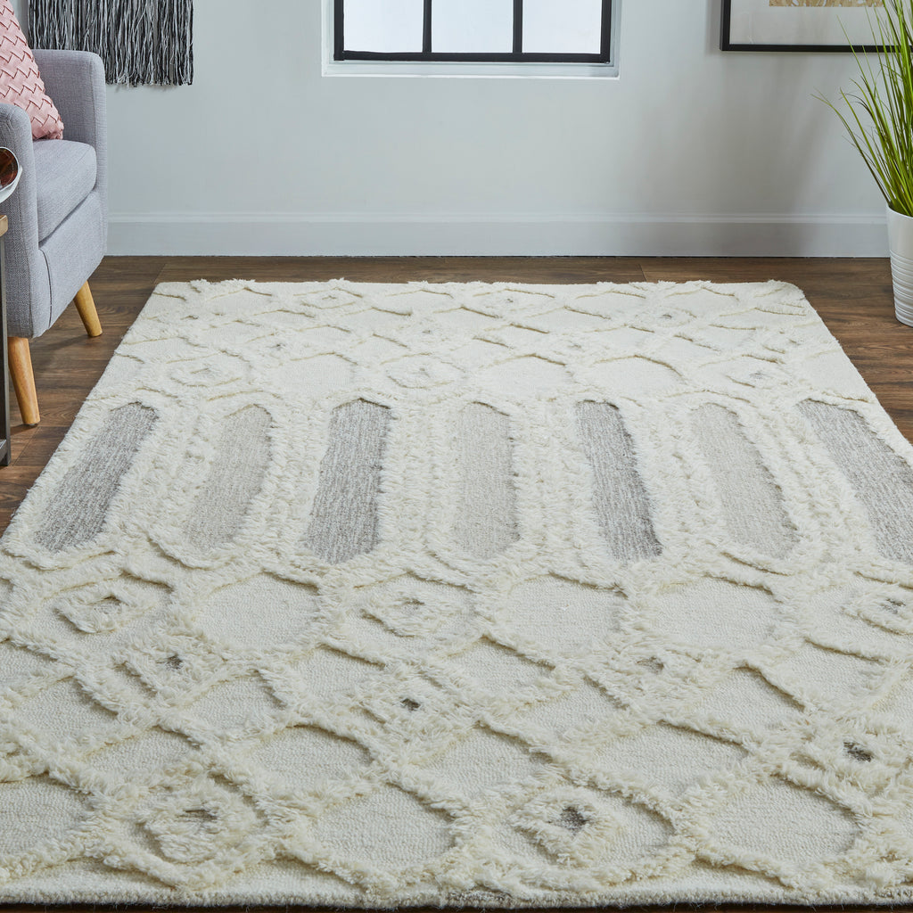 Anica Transitional Abstract Ivory Taupe Tan Area Rug (2' x 3')