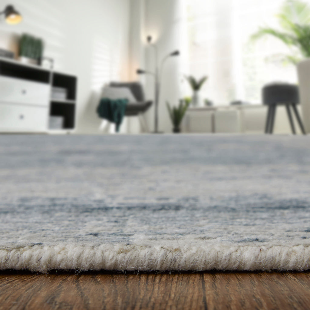 Brighton Modern Abstract Ivory Blue Gray Area Rug (2' x 3')