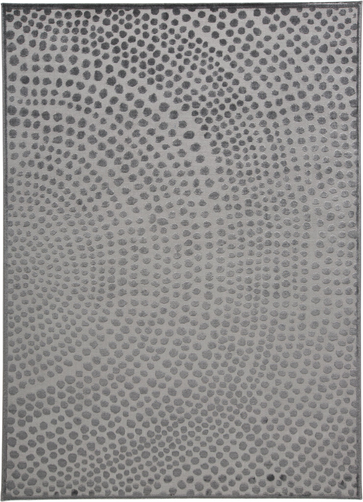 Gaspar Modern Polka Dots Gray Silver Ivory Area Rug (6'7" x 9'6")