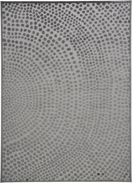 Gaspar Modern Polka Dots Gray Silver Ivory Area Rug (2'10" x 8')