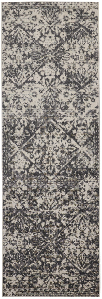 Kano Transitional Distressed Gray Ivory Silver Area Rug (2'7" x 8')