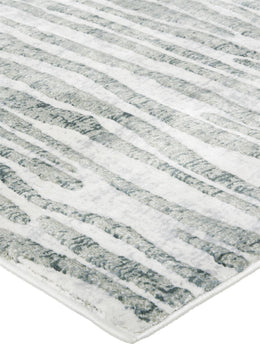 Atwell Transitional Abstract Gray Green Ivory Area Rug (2'8" x 8')