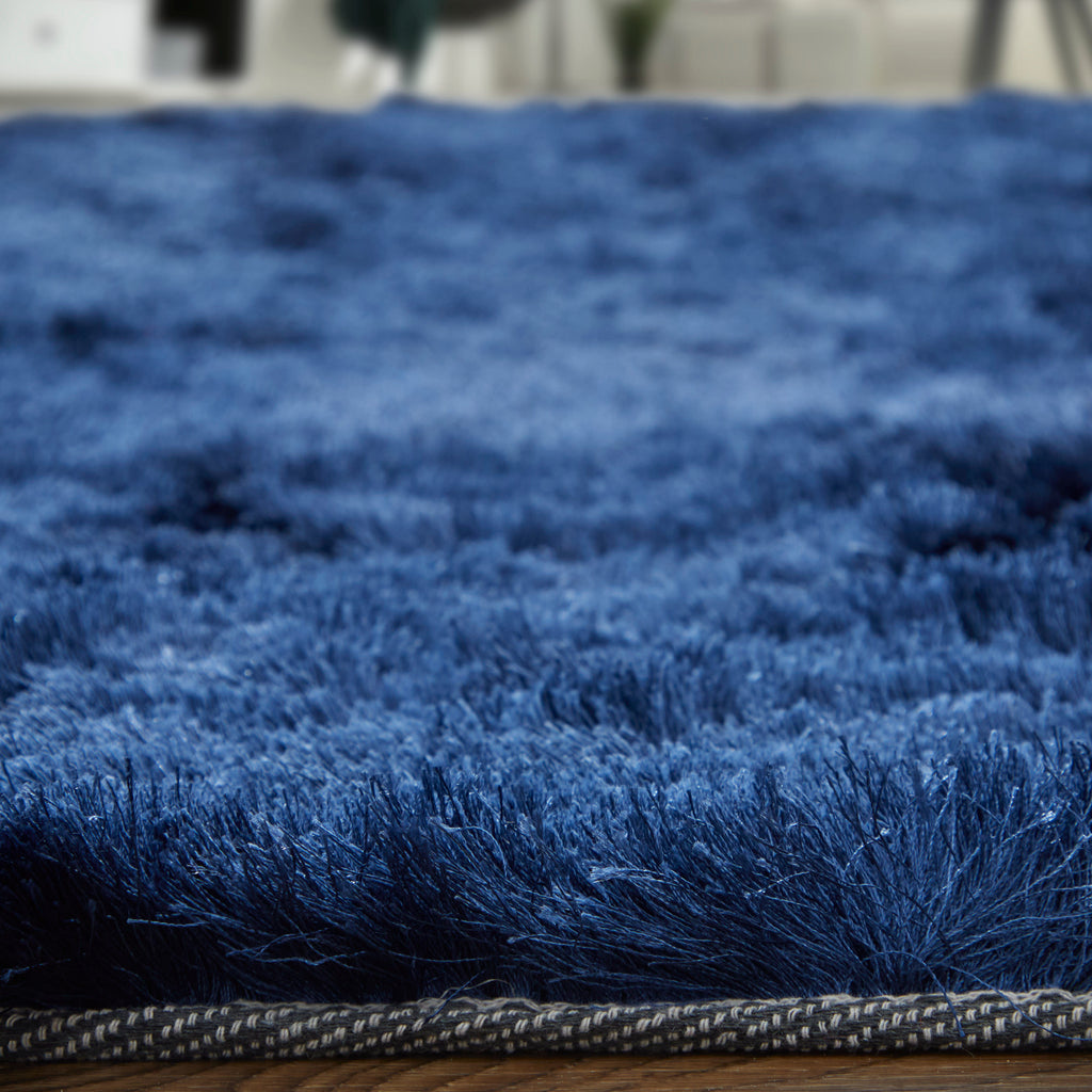 Indochine Modern Solid Blue Black Area Rug (4'9" x 7'6" / Pattern 2)