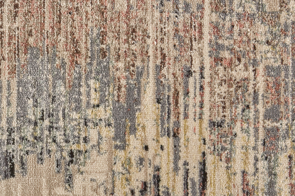 Grayson Transitional Abstract Gray Tan Red Area Rug (1'8" x 2'8")