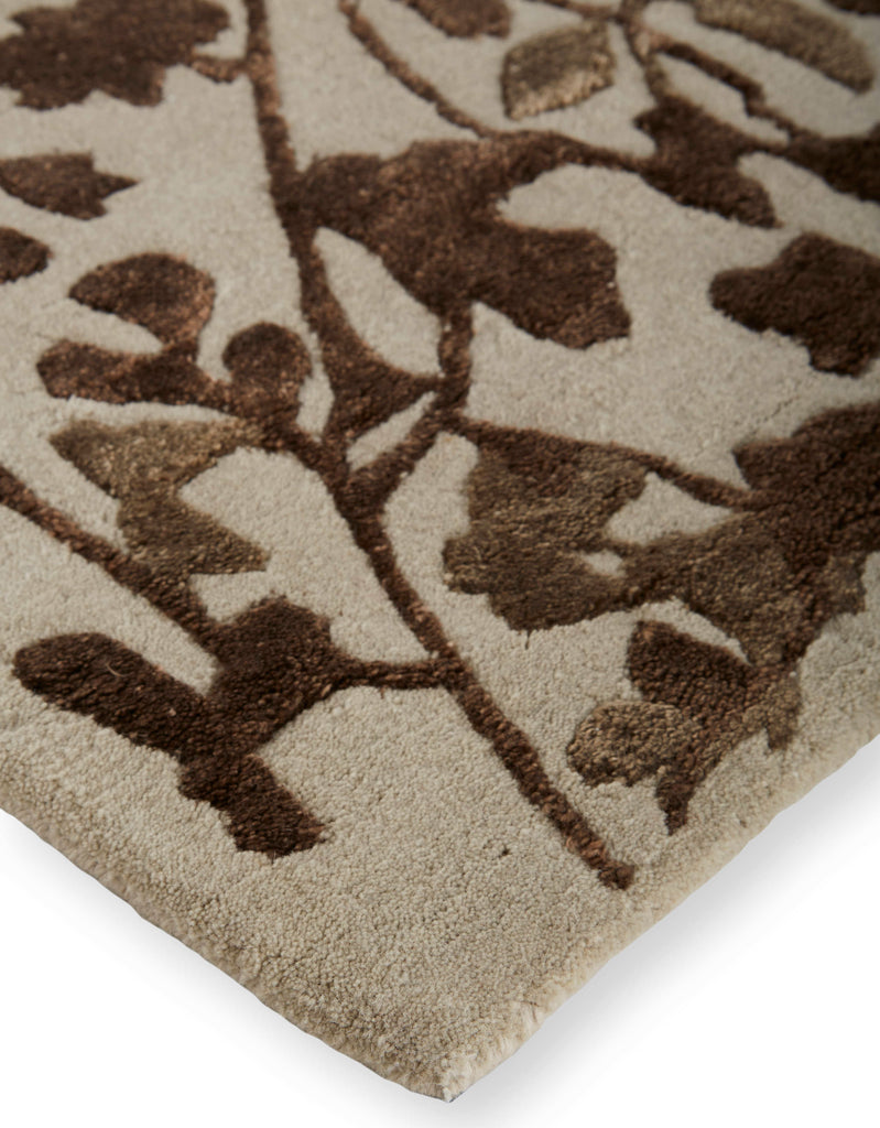 Bella Transitional Floral Botanical Ivory Taupe Brown Area Rug (8' x 10')