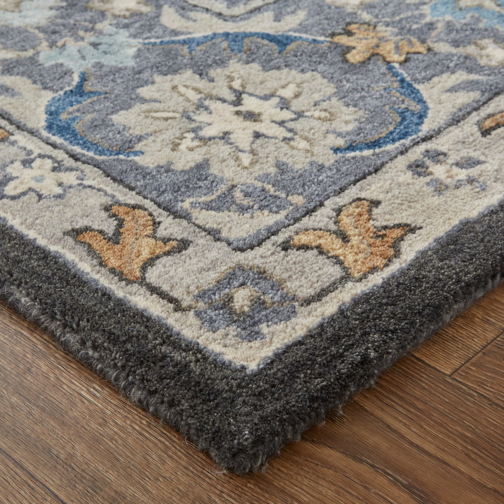 Rylan Transitional Oriental Taupe Blue Ivory Area Rug (10' x 14')