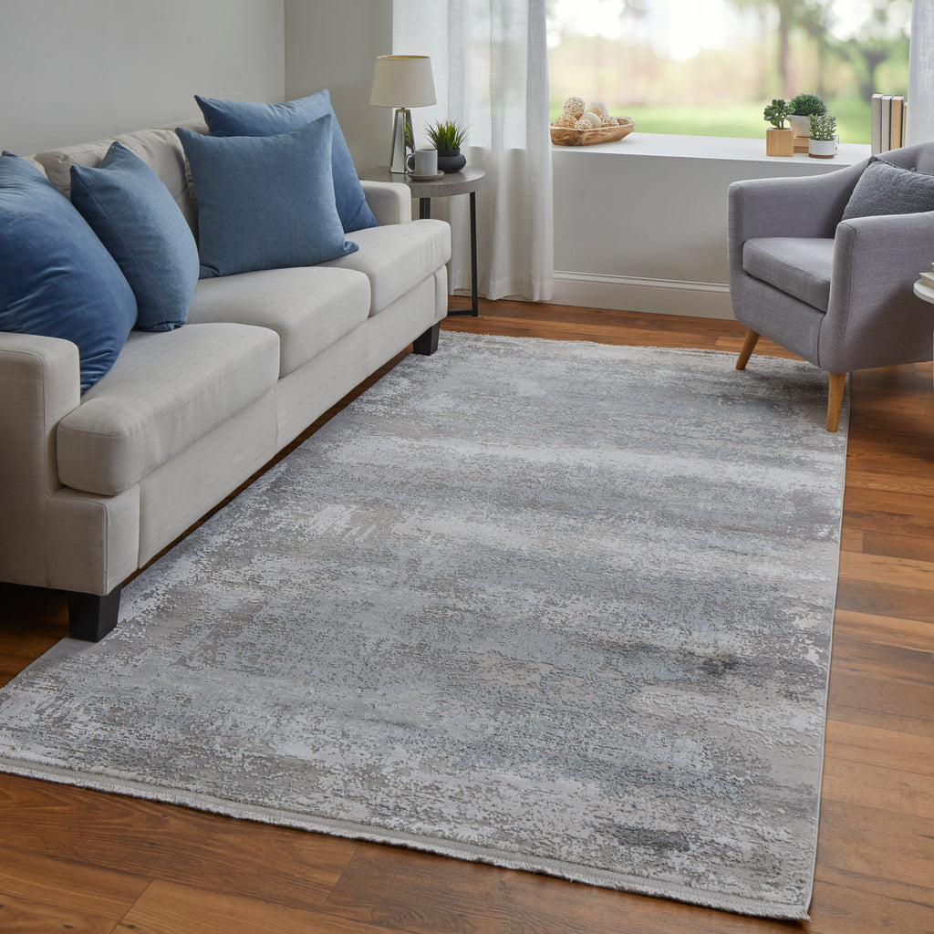 Cadiz Modern Abstract Taupe Gray Silver Area Rug (3'1" x 10')