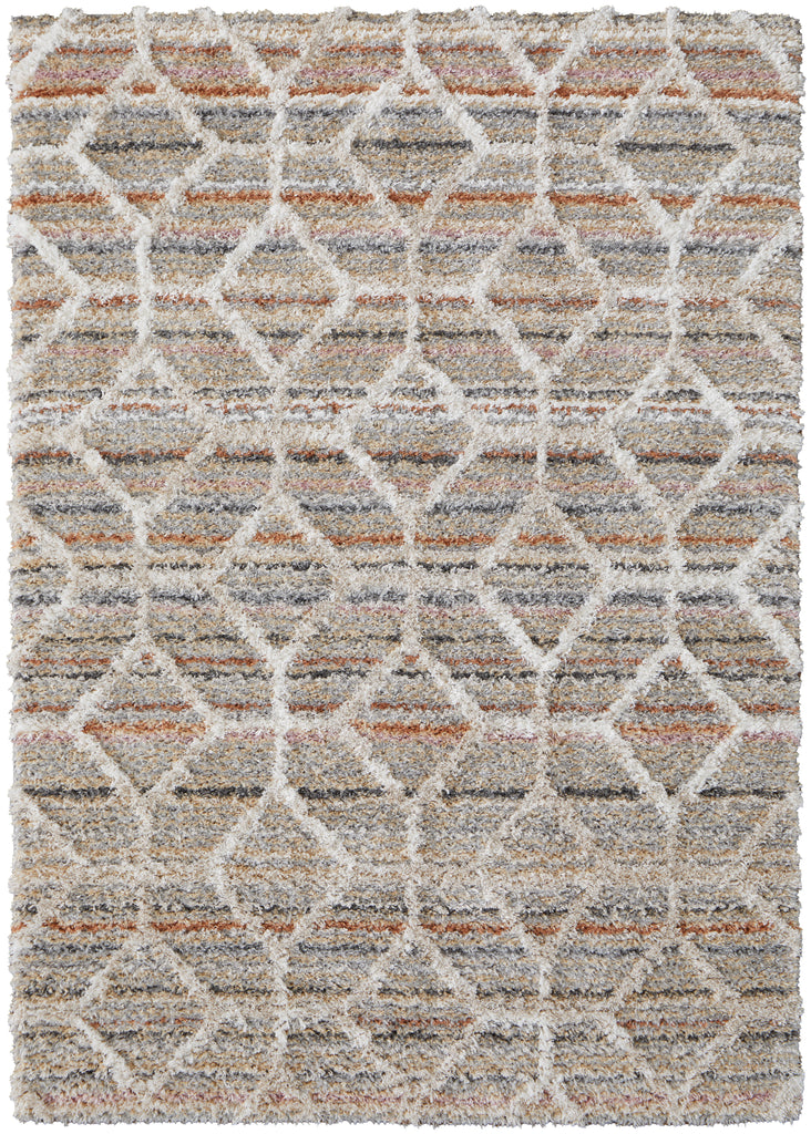 Mynka Transitional Diamond Tan Taupe Ivory Area Rug (9' x 12')