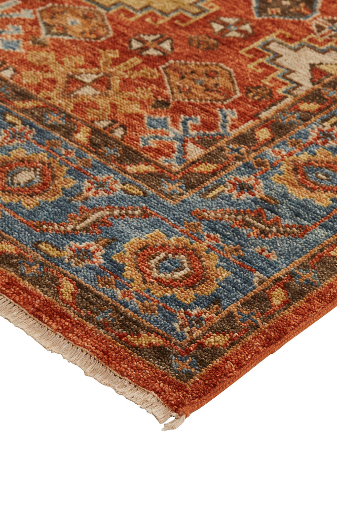 Carrington Traditional Oriental Red Blue Orange Area Rug (2'6" x 8')