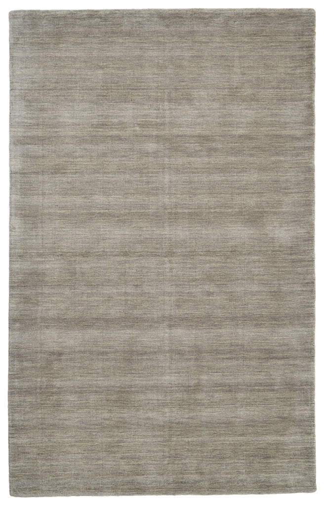 Luna Modern Solid Gray Ivory Area Rug (3'6" x 5'6")