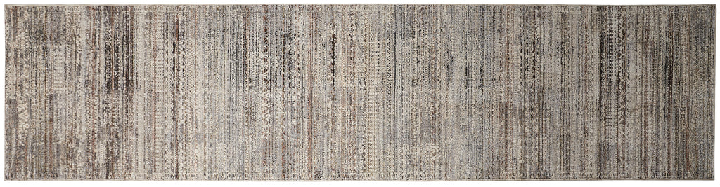 Caprio Transitional Distressed Ivory Gray Black Area Rug (2'6" x 12')