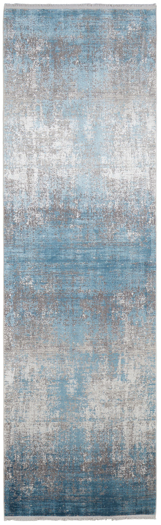 Cadiz Modern Abstract Blue Gray Silver Area Rug (3'1" x 10')