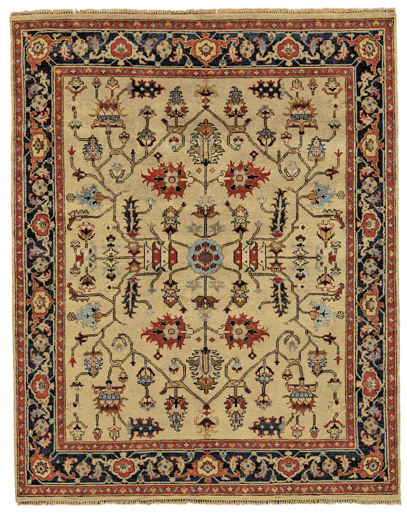 Ustad Traditional Persian Tan Red Gold Area Rug (7'9" x 9'9")