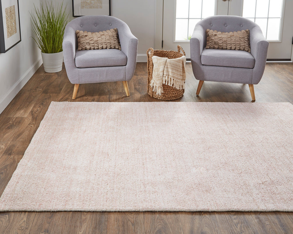 Delino Transitional Solid Pink Ivory Area Rug (3'6" x 5'6")