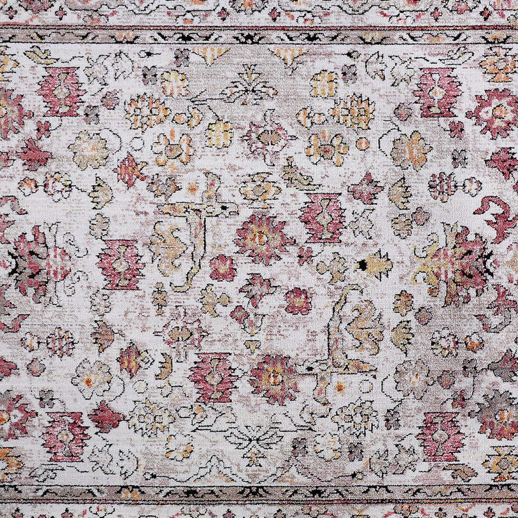 Armant Traditional Oriental Ivory Pink Gray Area Rug (2'3" x 7'9")