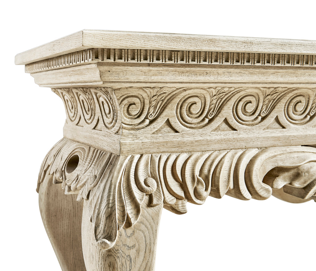 White Incus Carved Console Table