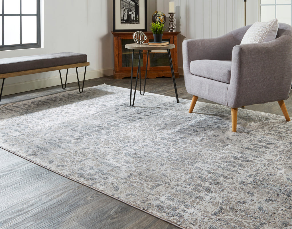 Cadiz Modern Oriental Gray Taupe Ivory Area Rug (3'1" x 5')