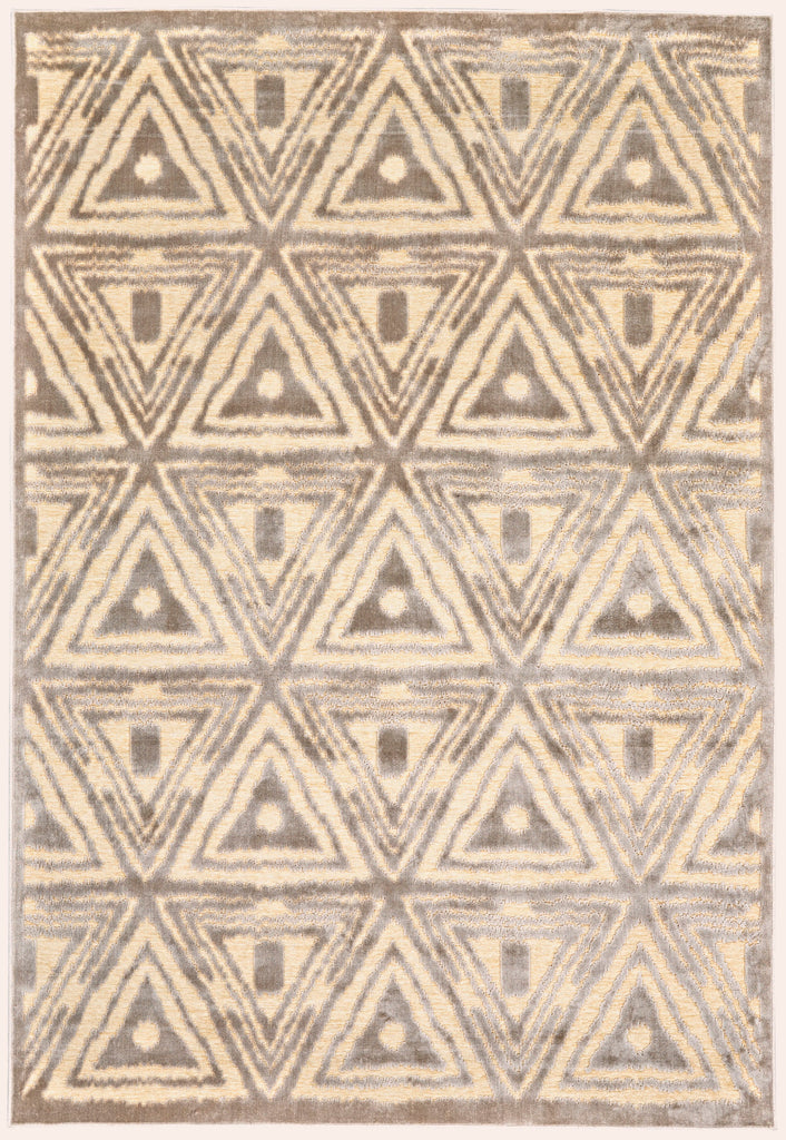 Saphir Zam Modern Geometric Tan Brown Taupe Area Rug (9'8" x 12'7")