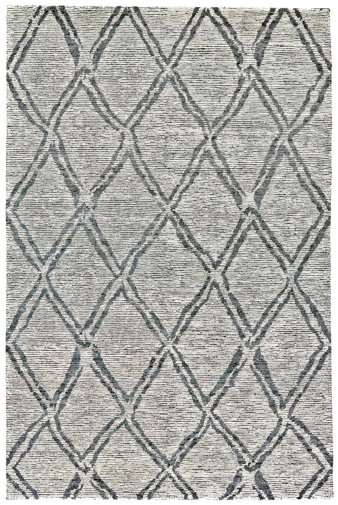 Finley Transitional Trellis Lattice Gray Black Ivory Area Rug (7'9" x 9'9")