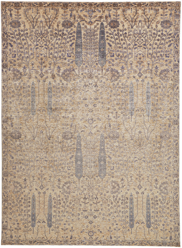 Lanister Traditional Floral Botanical Ivory Tan Brown Area Rug (9'6" x 13'6")