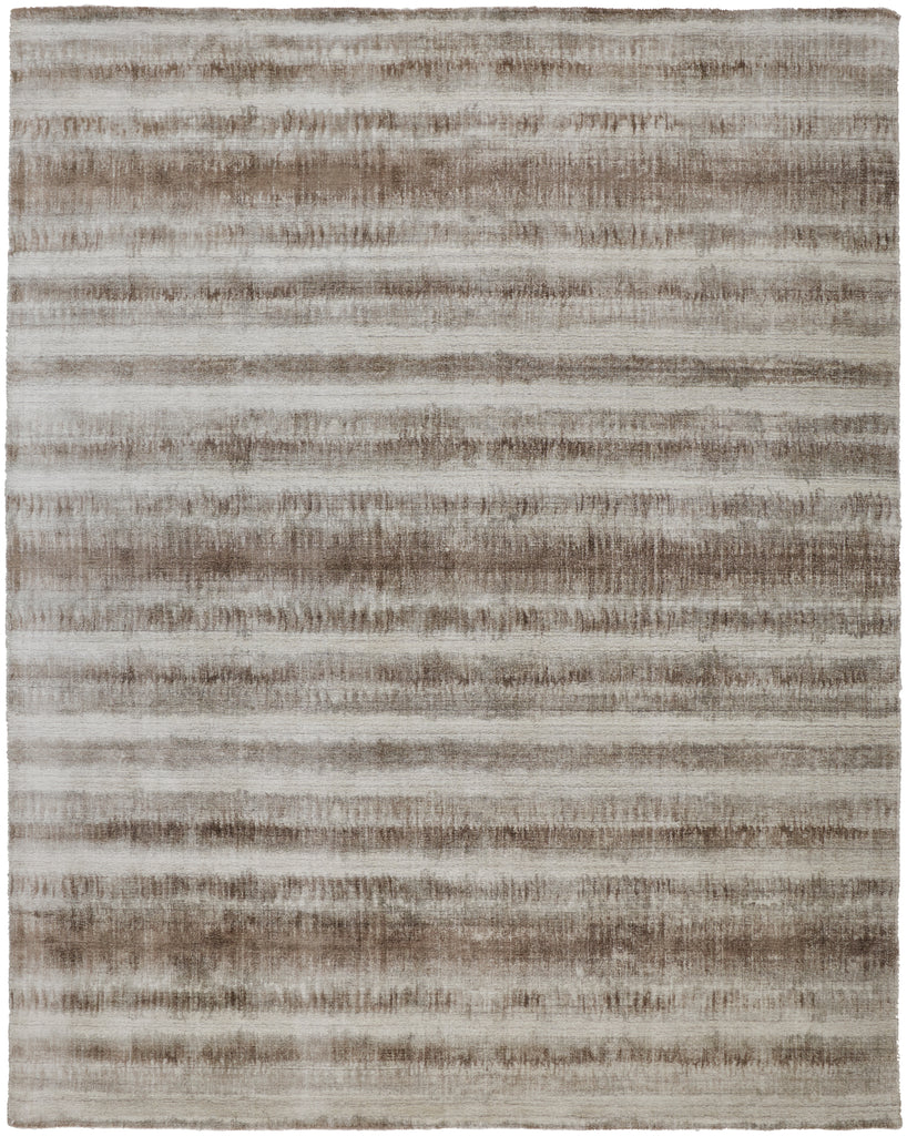 Mackay Transitional Stripes Tan Ivory Brown Area Rug (12' x 15')