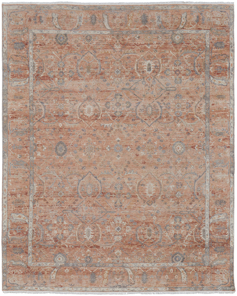 Ronin Transitional Oriental Orange Gray Ivory Area Rug (5'6" x 8'6")