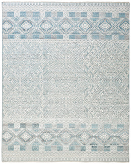 Payton Transitional Diamond Ivory Blue Gray Area Rug (2'6" x 8')