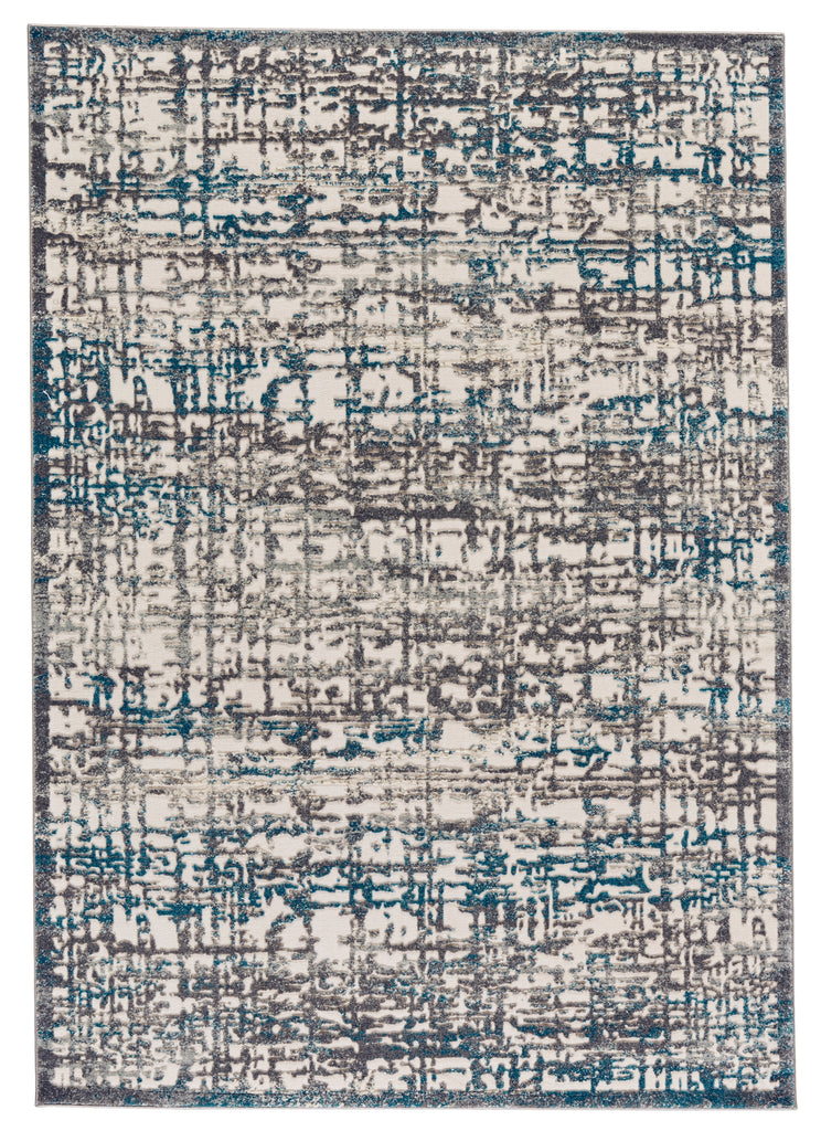 Akhari Transitional Abstract Gray Ivory Blue Area Rug (8' x 11')