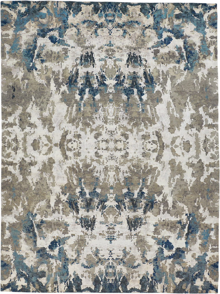 Adira Transitional Abstract Silver Blue Gray Area Rug (2' x 3')