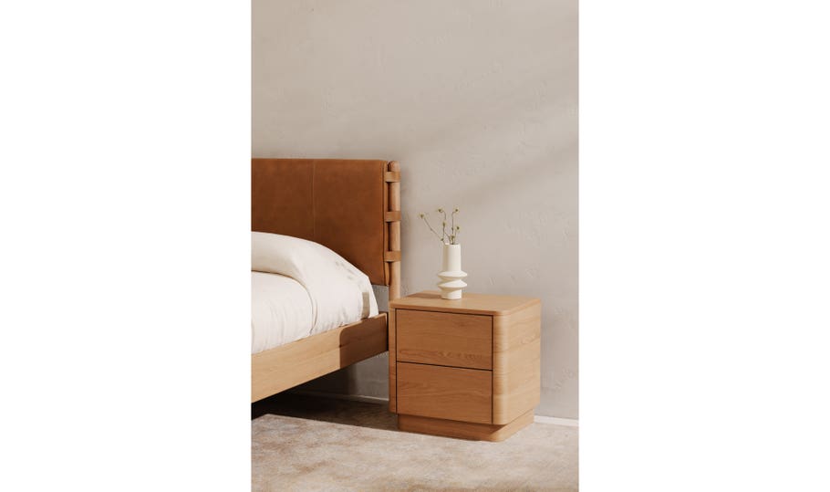 Round Off Tall Nightstand Natural Oak