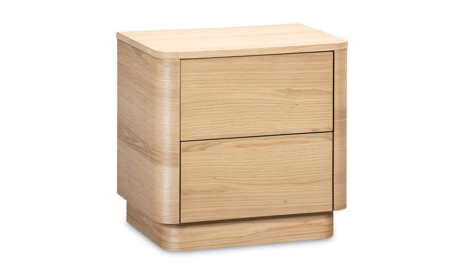 Round Off Tall Nightstand Natural Oak