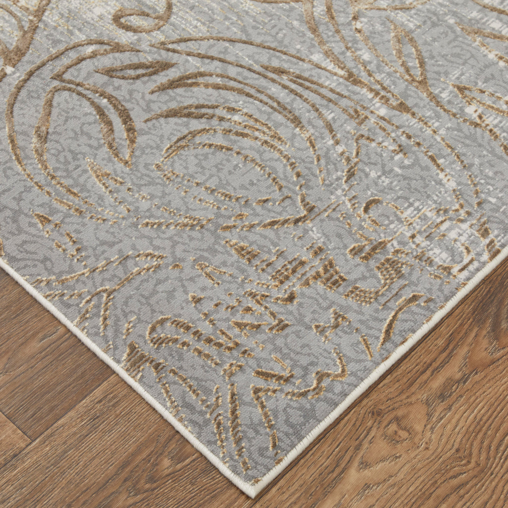 Celene Traditional Medallion Silver Tan Gray Area Rug (2'6" x 8')